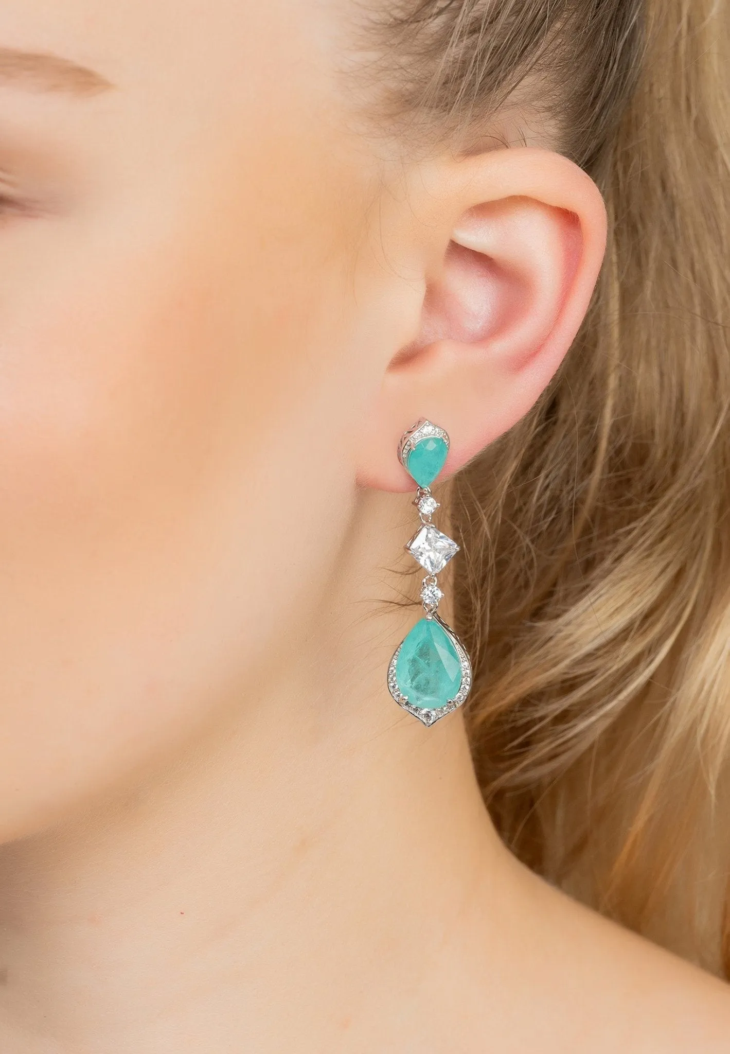 Celeste Teardrop Earrings Paraiba Tourmaline Silver