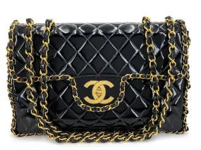 Chanel 1995 "Barbie" Black Patent Chain Around Maxi Flap Bag 24k GHW