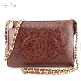 CHANEL Caviar Leather Timeless Pouch on Chain