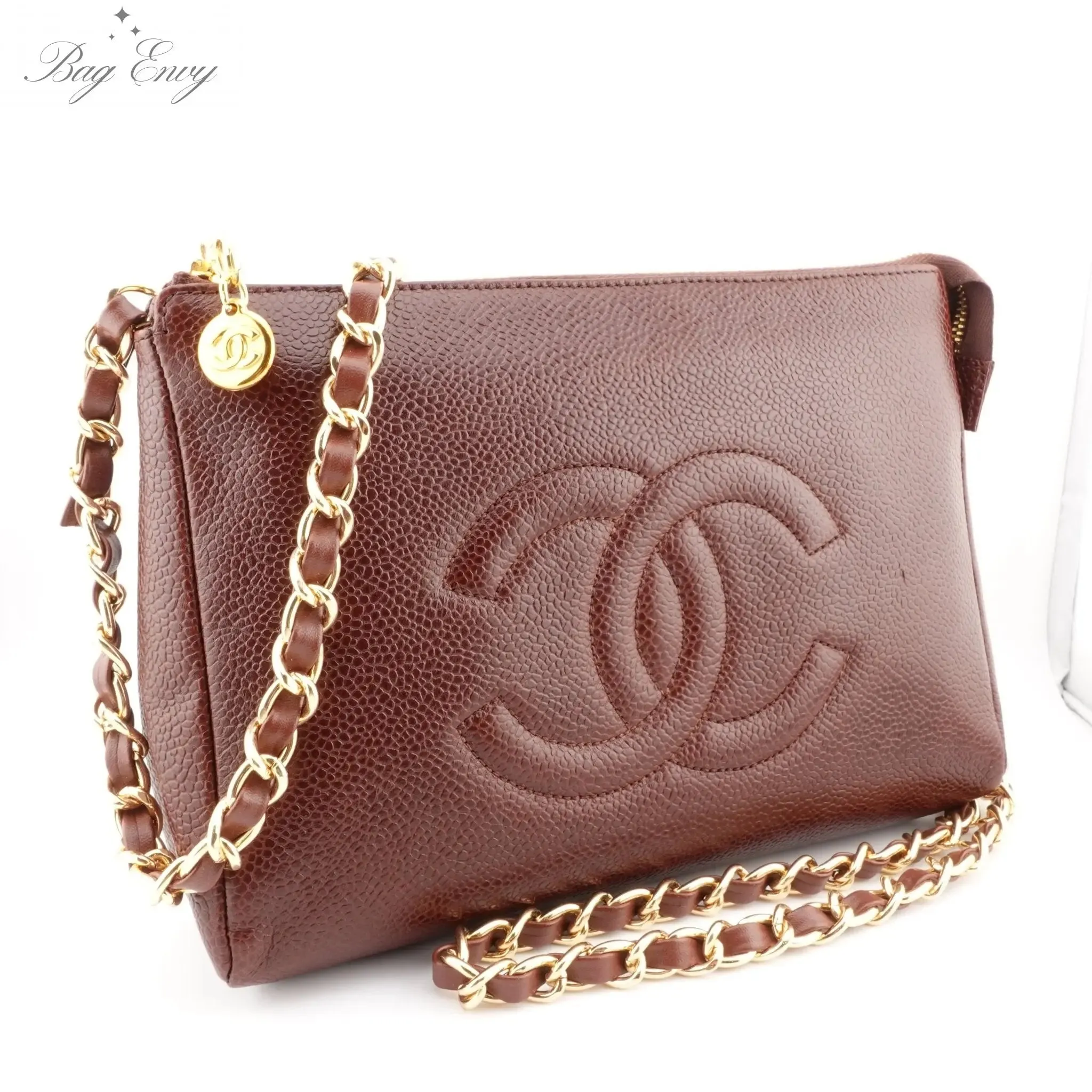 CHANEL Caviar Leather Timeless Pouch on Chain