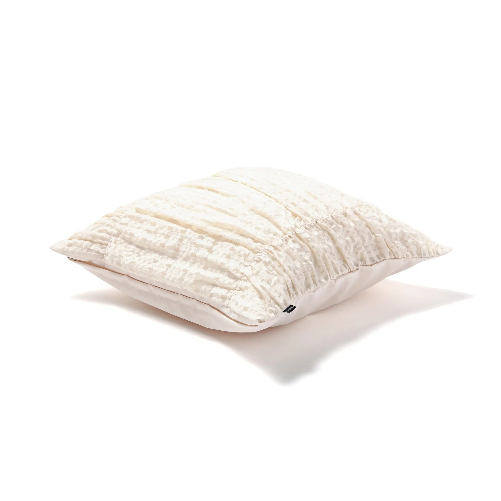 Check Gather Cushion Cover 450 x 450  Ivory