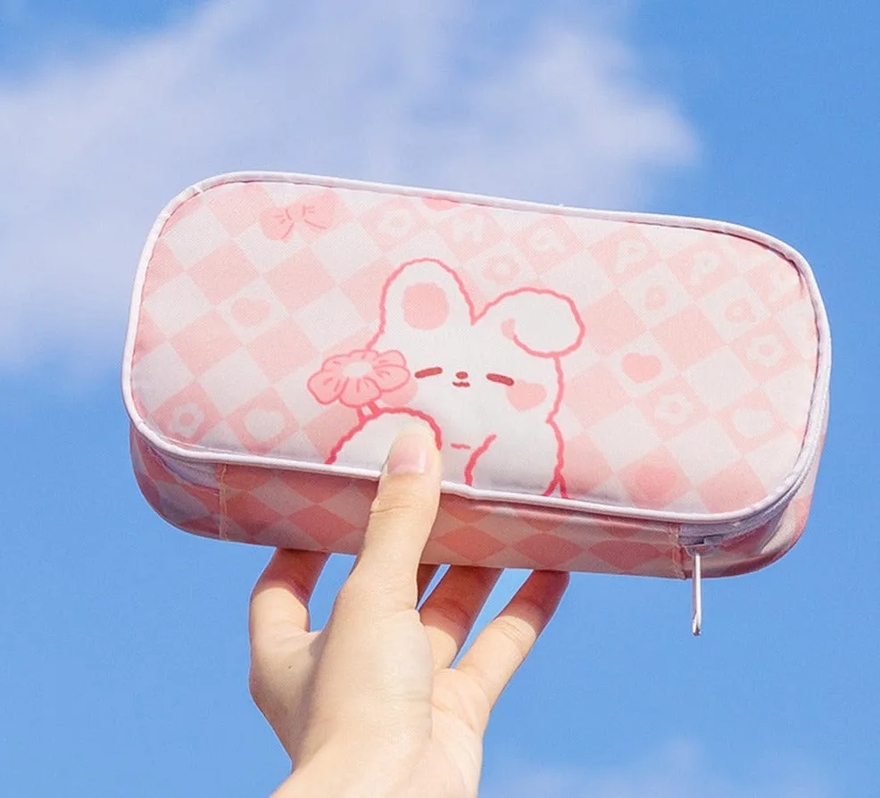 Checkerboard Bunny Cosmetic Case