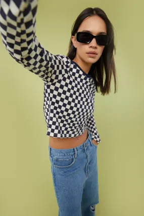 CHECKERED LONG SLEEVE TOP