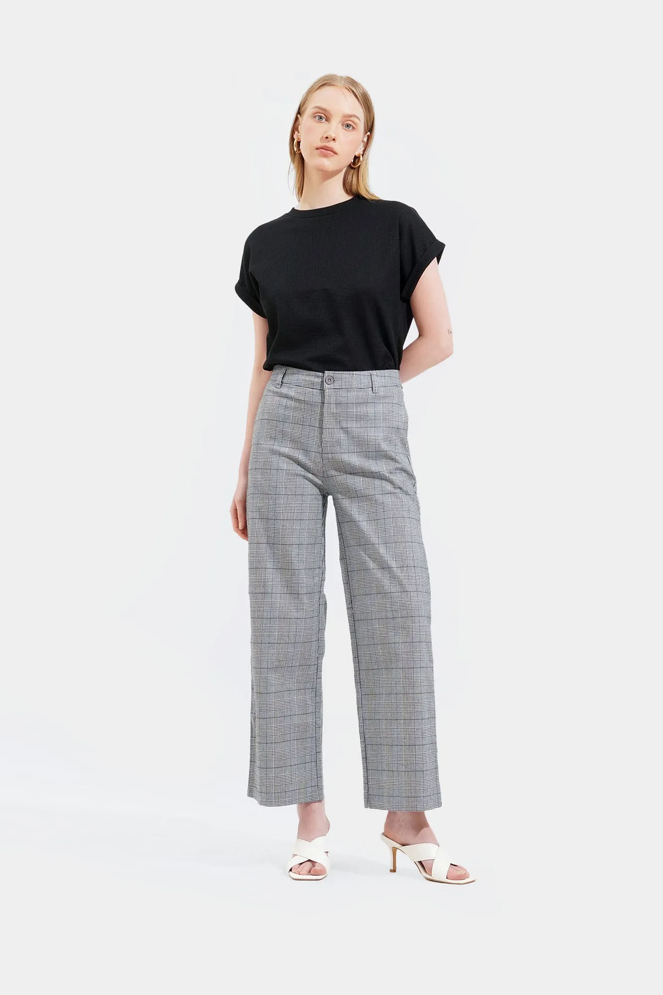 Checkered Tapered Trousers