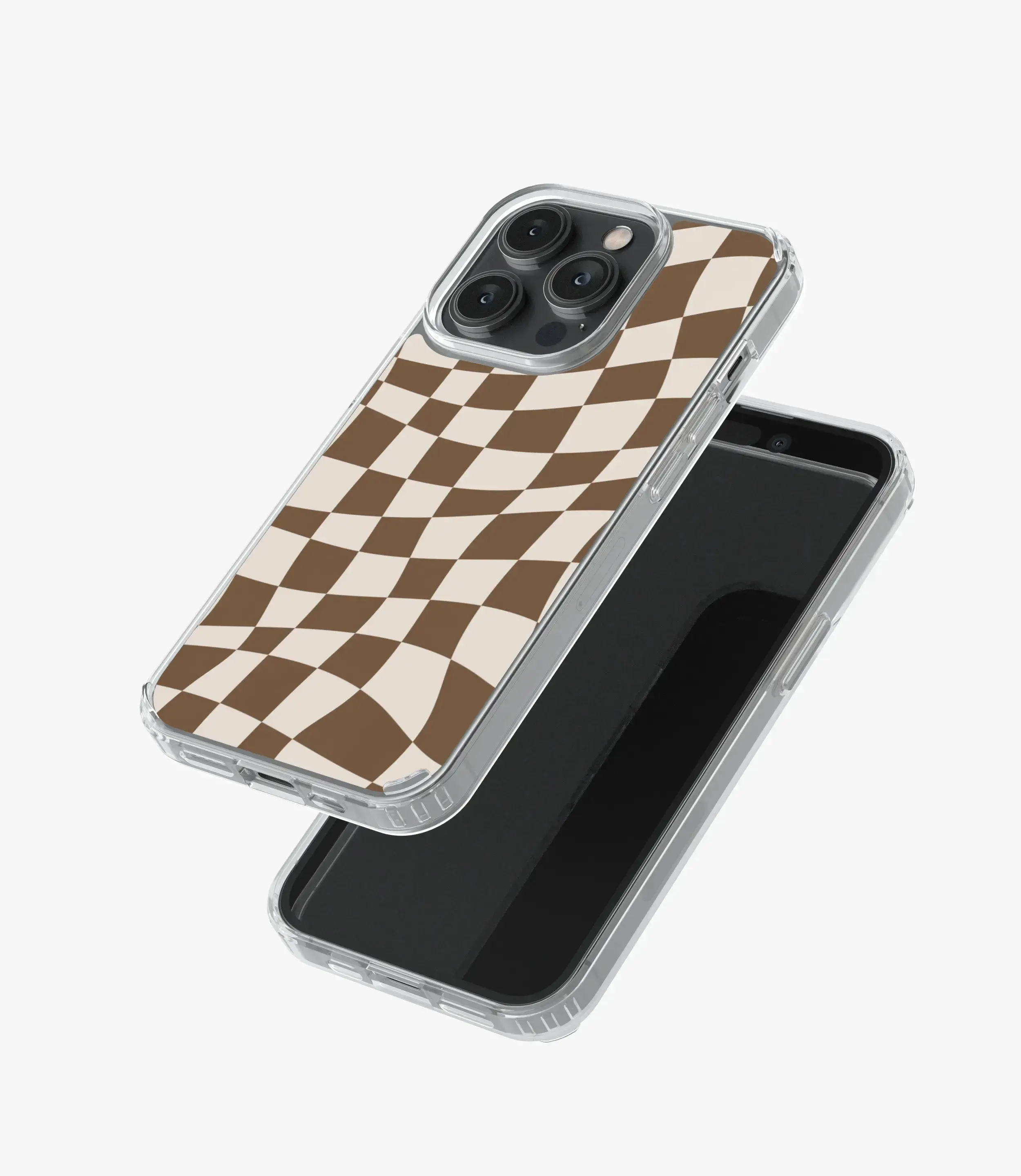 Coffee Brown Checkered Silicone Case