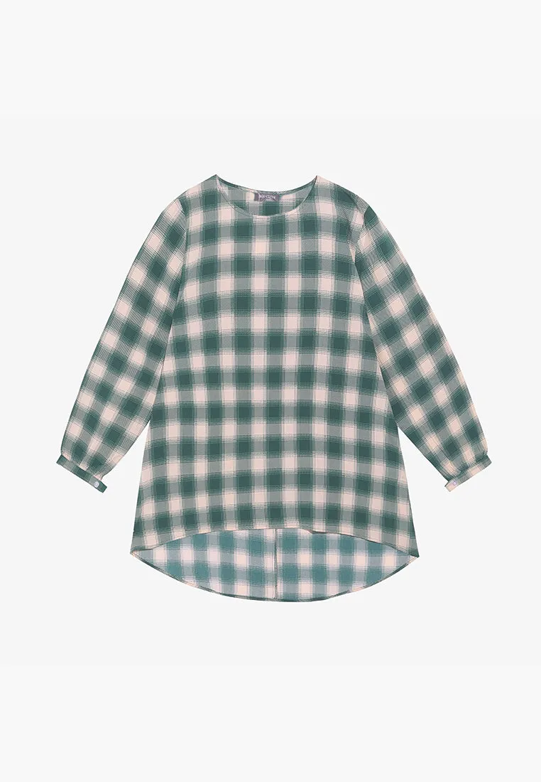 Crissie Demure Checkered Blouse - Green