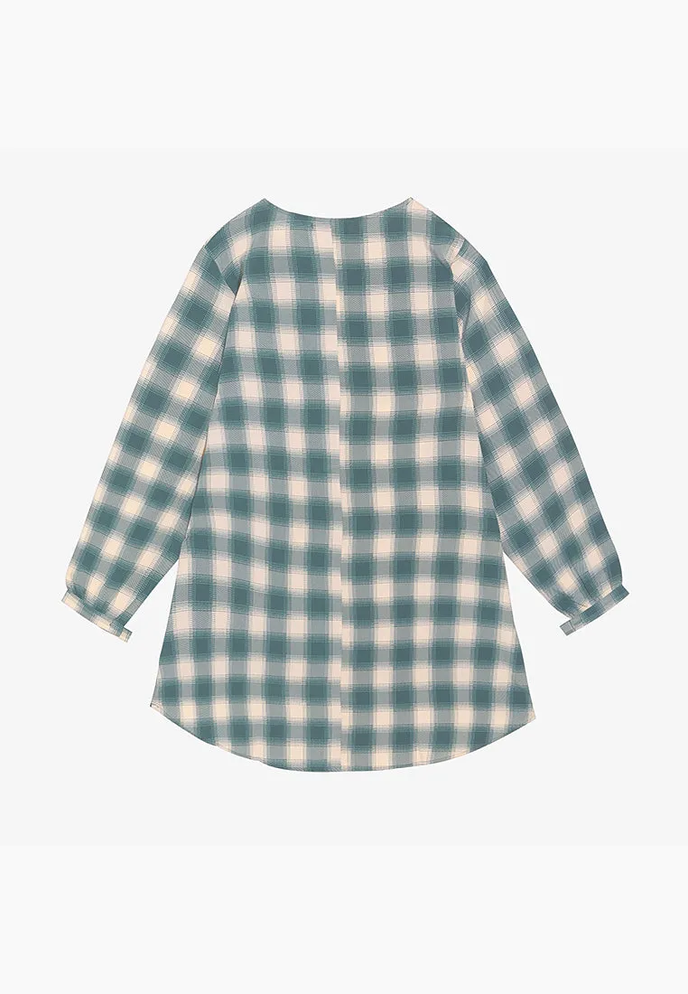 Crissie Demure Checkered Blouse - Green