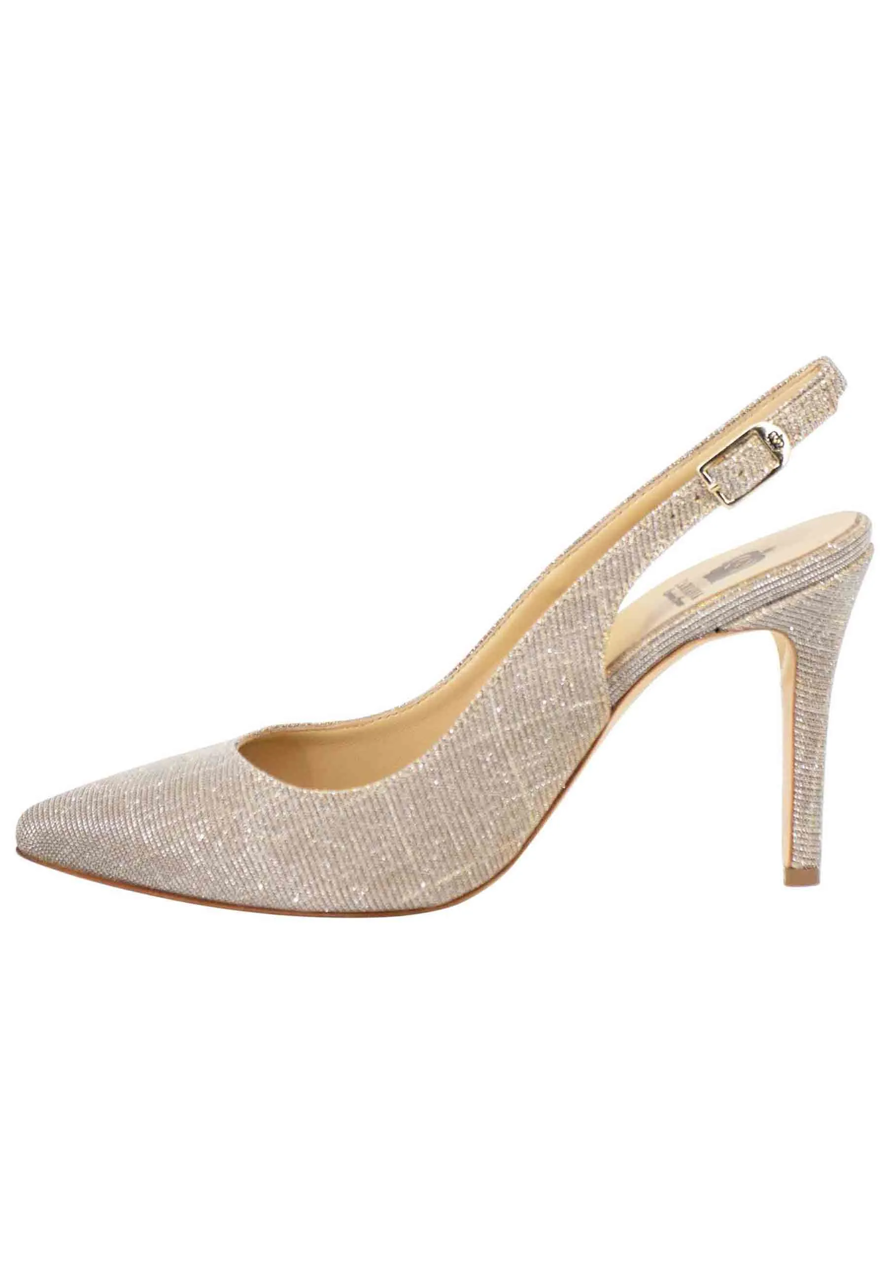 Decollete slingback donna in tessuto nude tacco alto