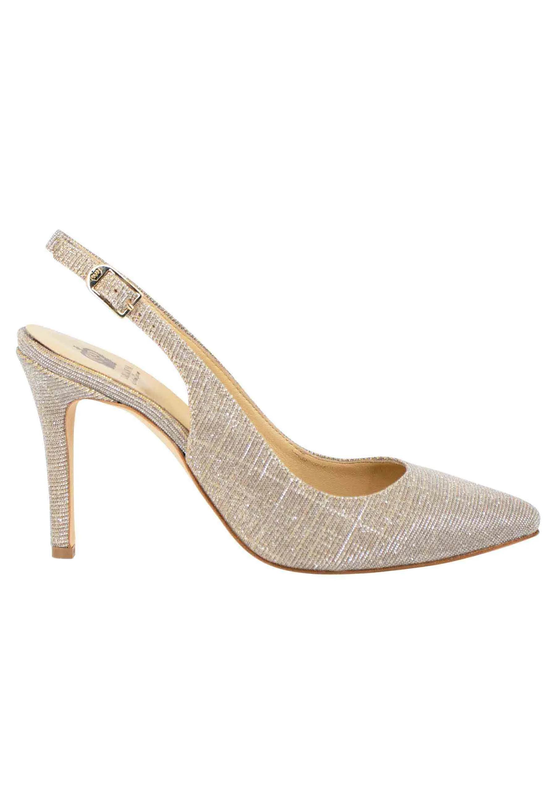 Decollete slingback donna in tessuto nude tacco alto