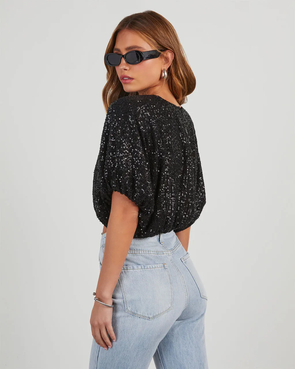 Diva Sequin Bubble Hem Top