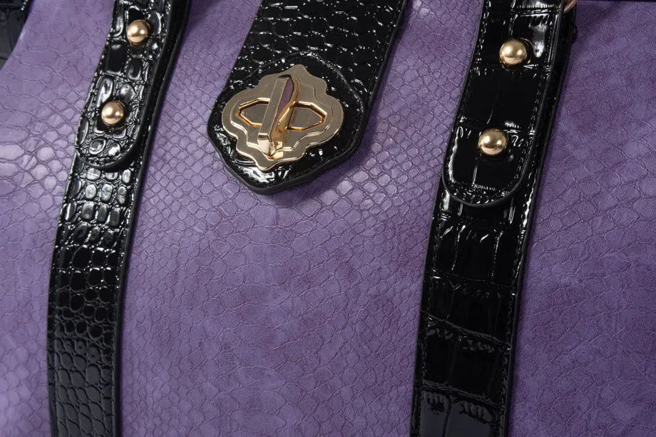 Duchess Purple Python Rolling Laptop Bag | Stylish Briefcase & Travel Tote for Women | Fits 11"-14" Laptops