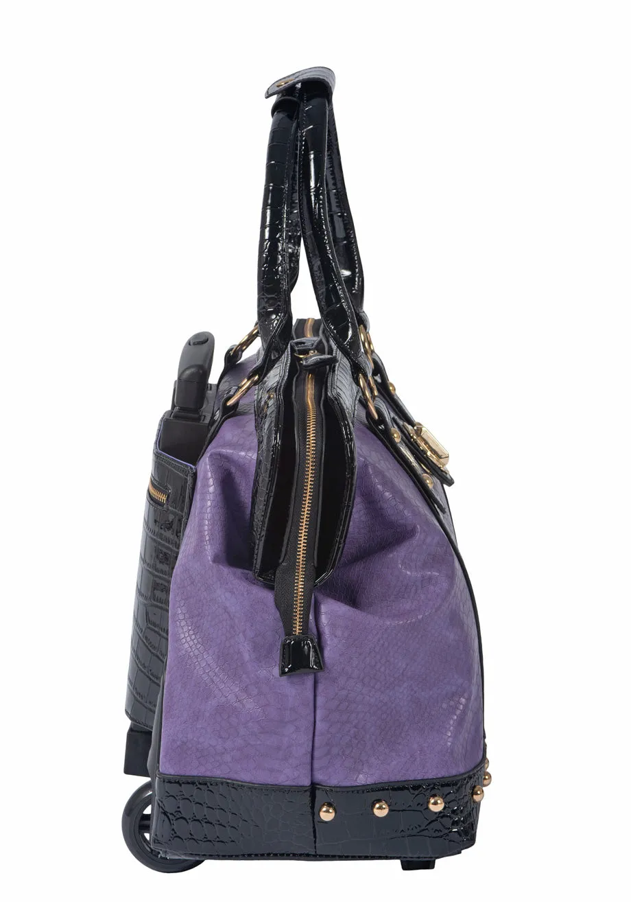 Duchess Purple Python Rolling Laptop Bag | Stylish Briefcase & Travel Tote for Women | Fits 11"-14" Laptops