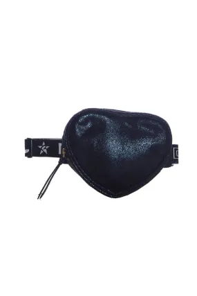 Faux Suede in Black Youth Heart Fanny Pack