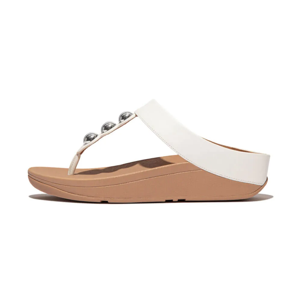 FitFlop Fino Mirror Dome Leather Sandals - Urban White