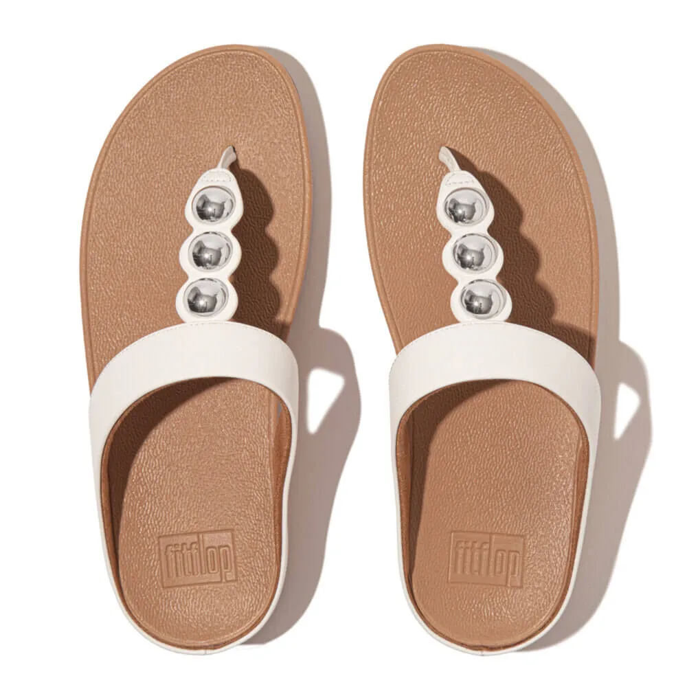 FitFlop Fino Mirror Dome Leather Sandals - Urban White