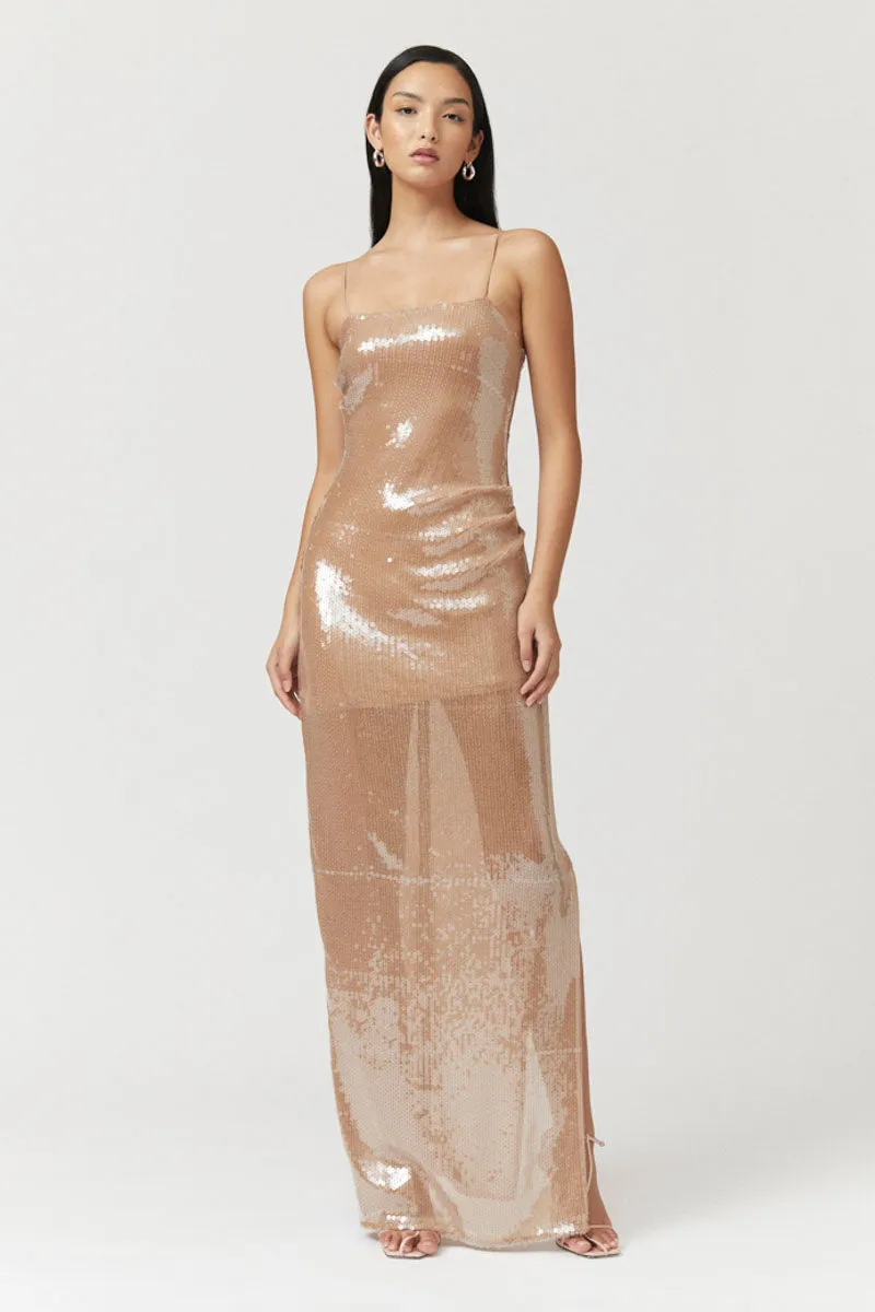 Frankie Strappy Sequin Maxi Dress - Nude