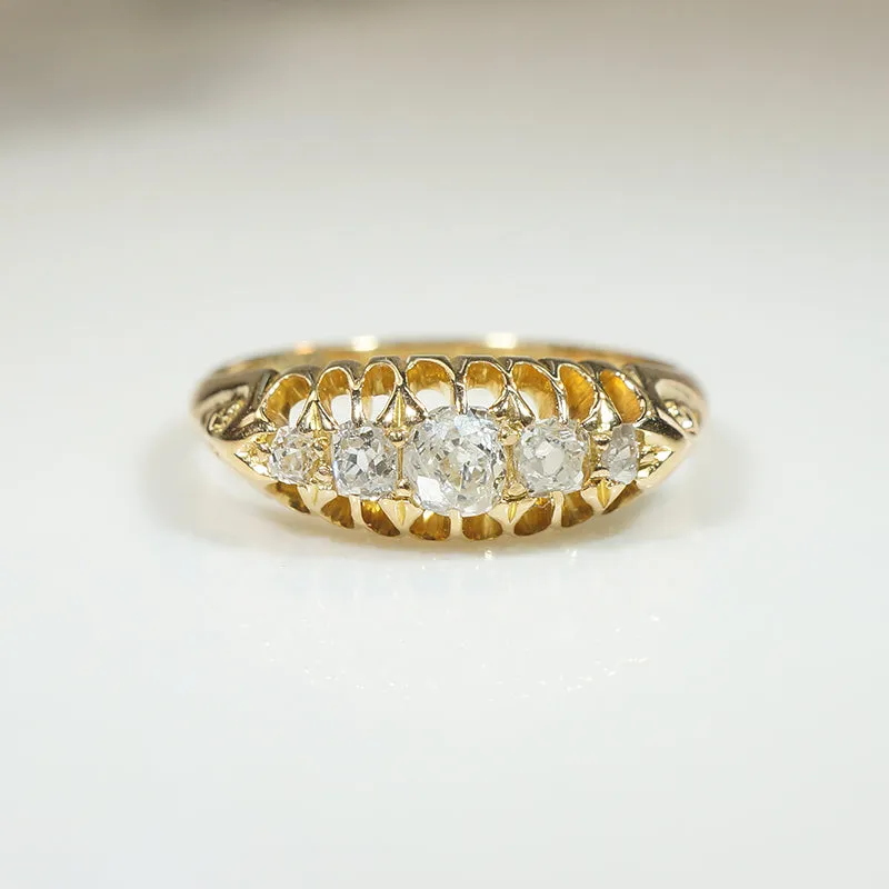 Glossy Gold & Old Mine Diamond English Belcher Band