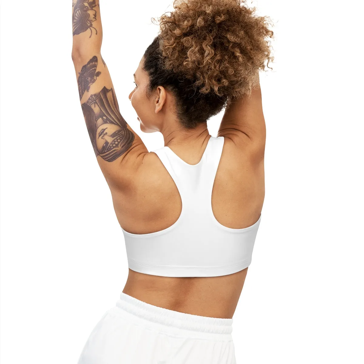 Golden Queen (White) Seamless Sports Bra (AOP)