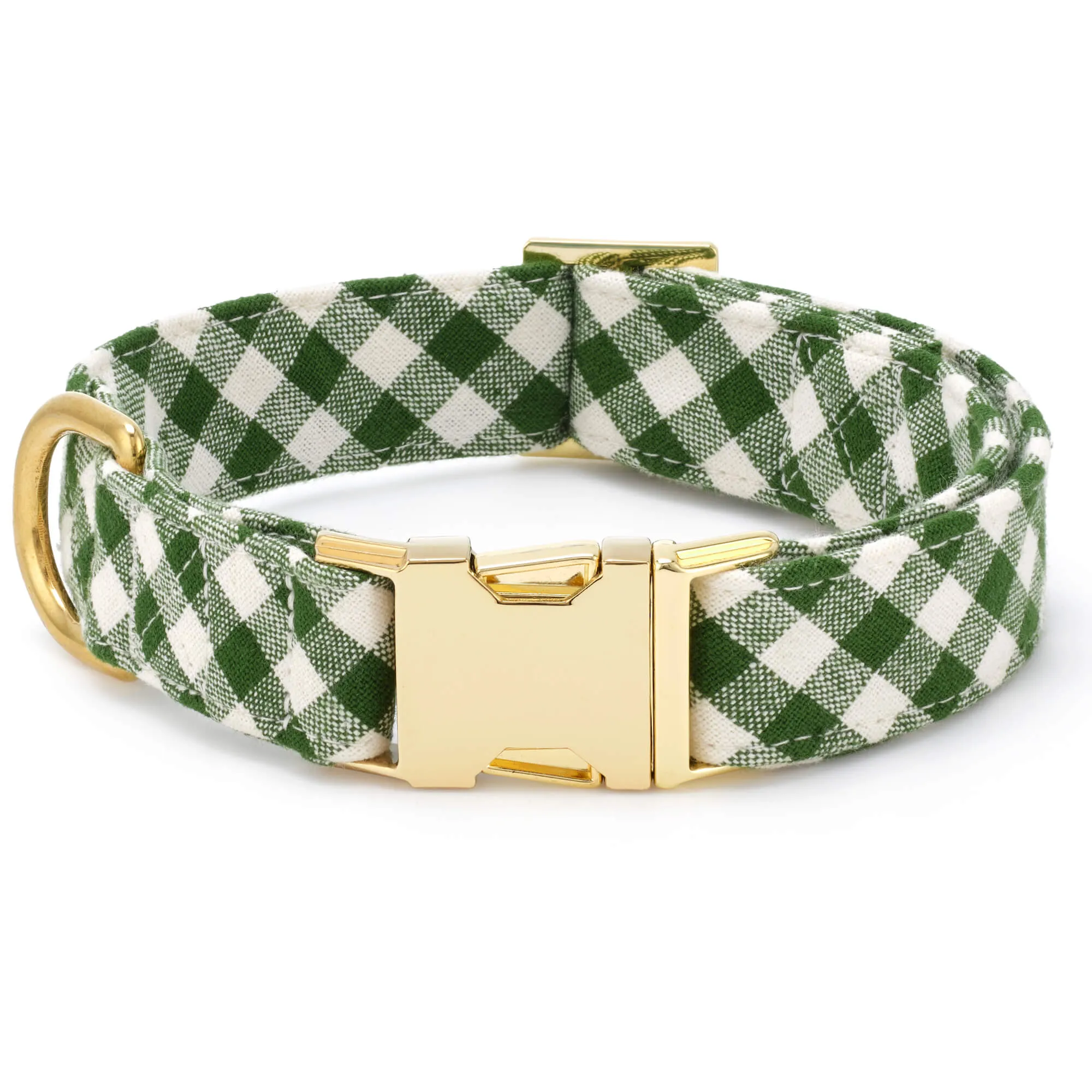 Heather Taylor Home x TFD Mini Gingham Hunter Green Dog Collar