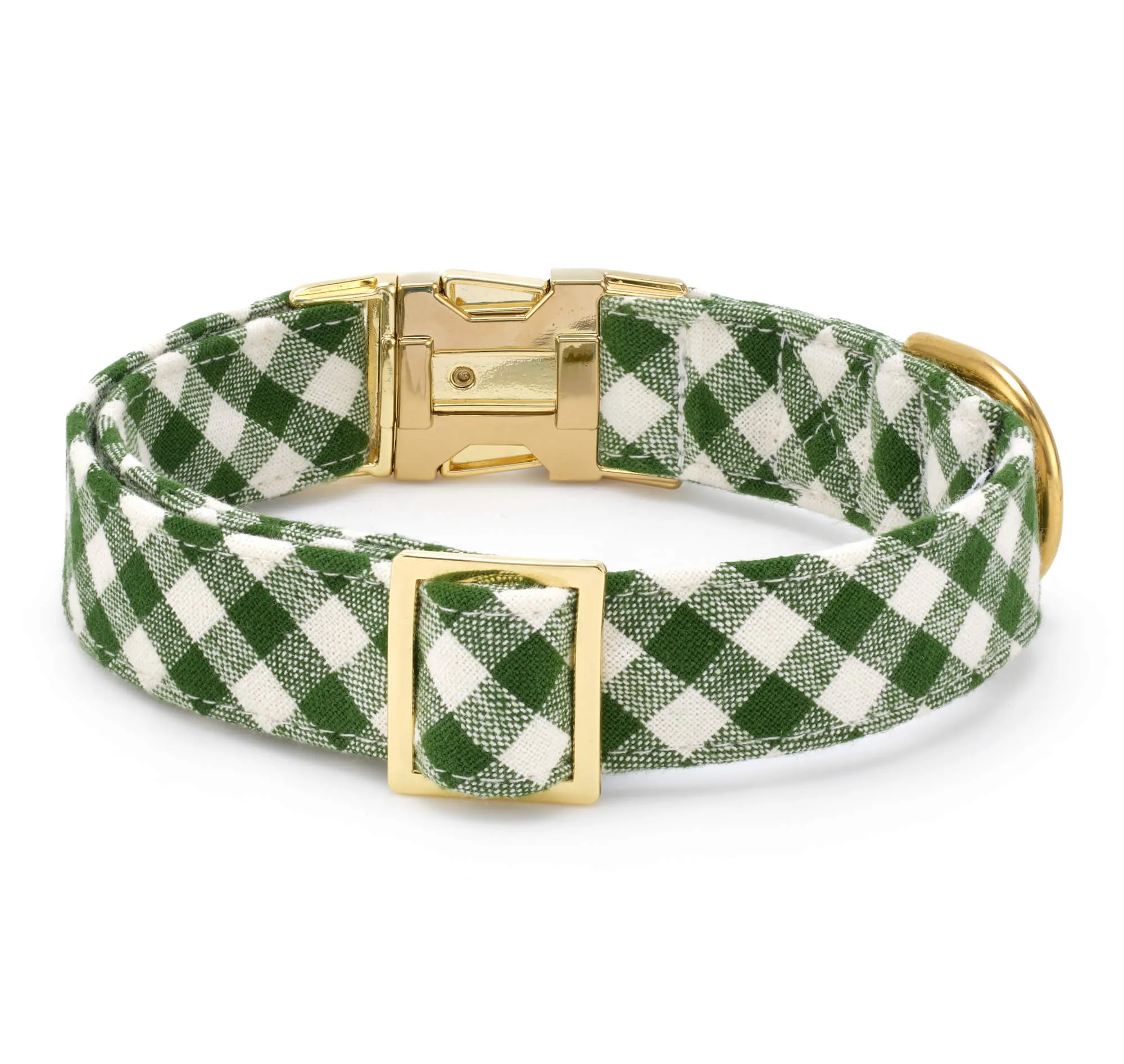 Heather Taylor Home x TFD Mini Gingham Hunter Green Dog Collar