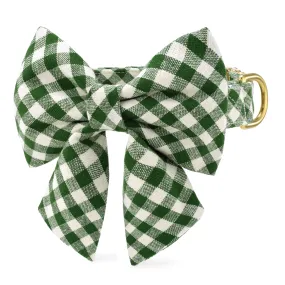 Heather Taylor Home x TFD Mini Gingham Hunter Green Lady Bow Collar