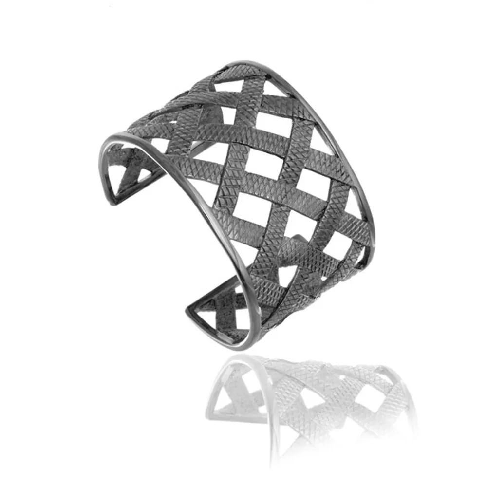 Hematite Snakeskin Cuff Bracelet