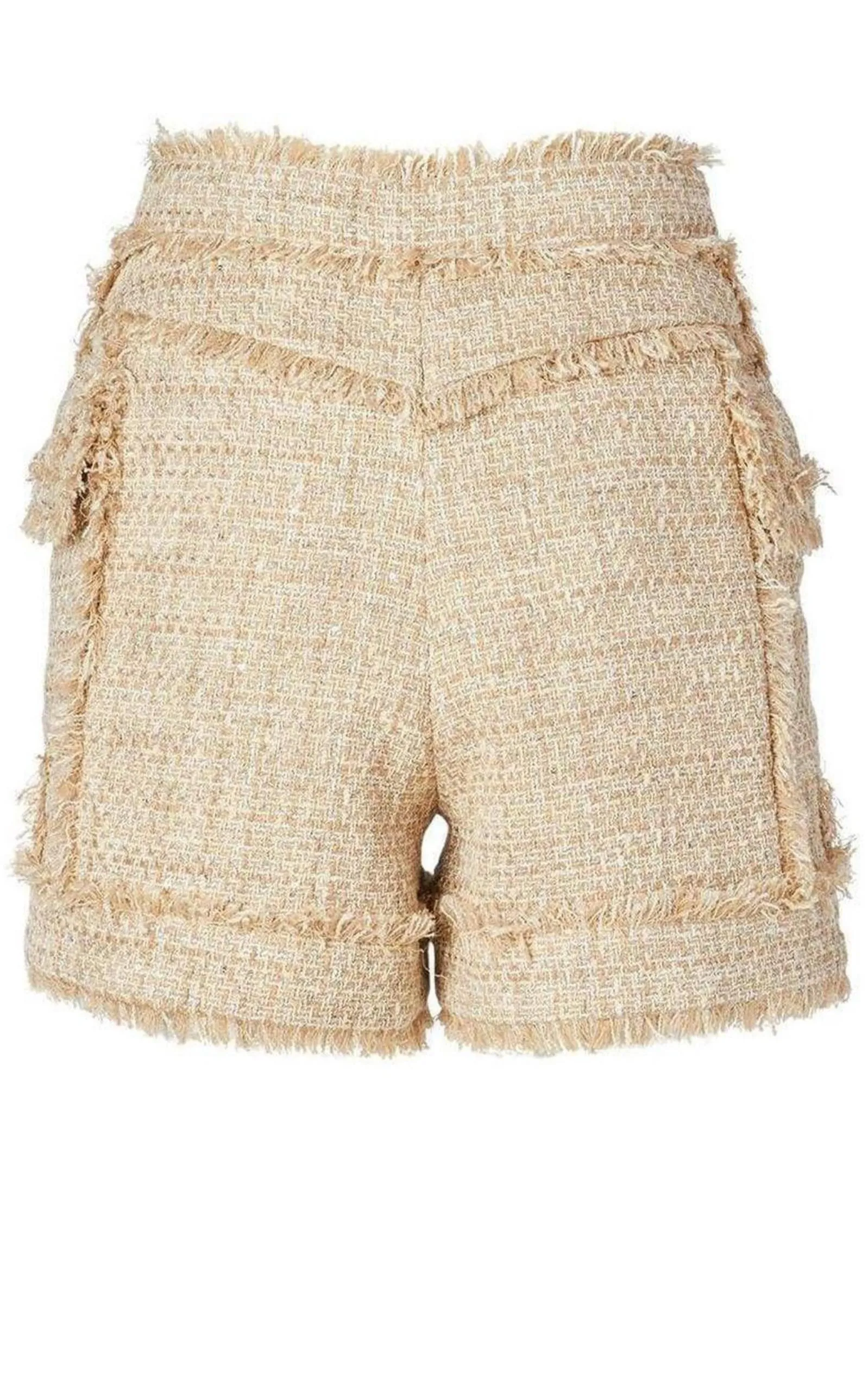 High-rise cotton-blend tweed shorts