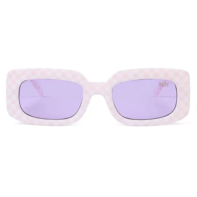 INDY Women's Dolly Checkered Print Sunglasses - Pink