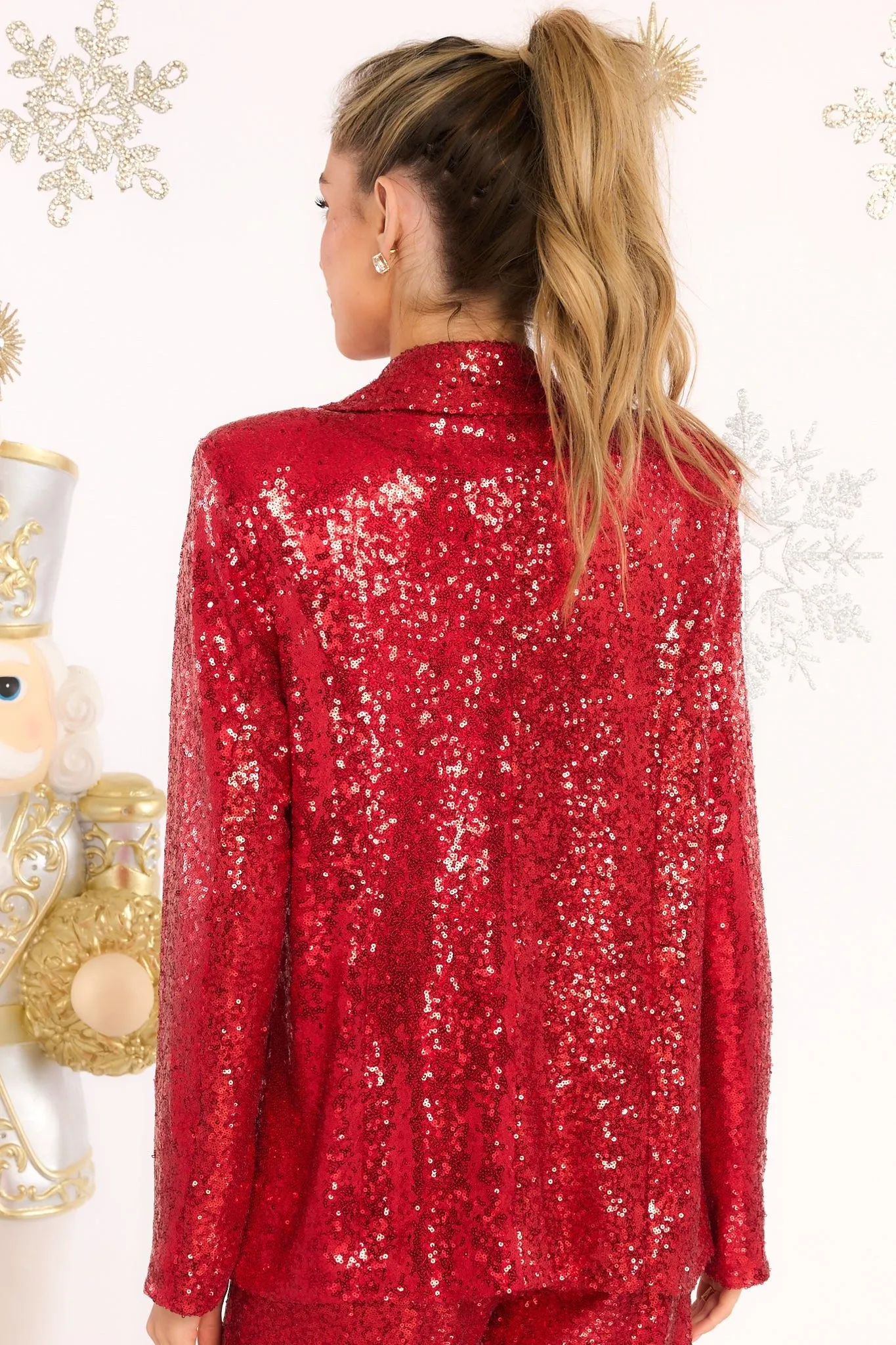 Just Pretend Red Sequin Blazer