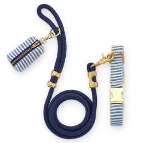 Lake Blue Stripe Collar Walk Set