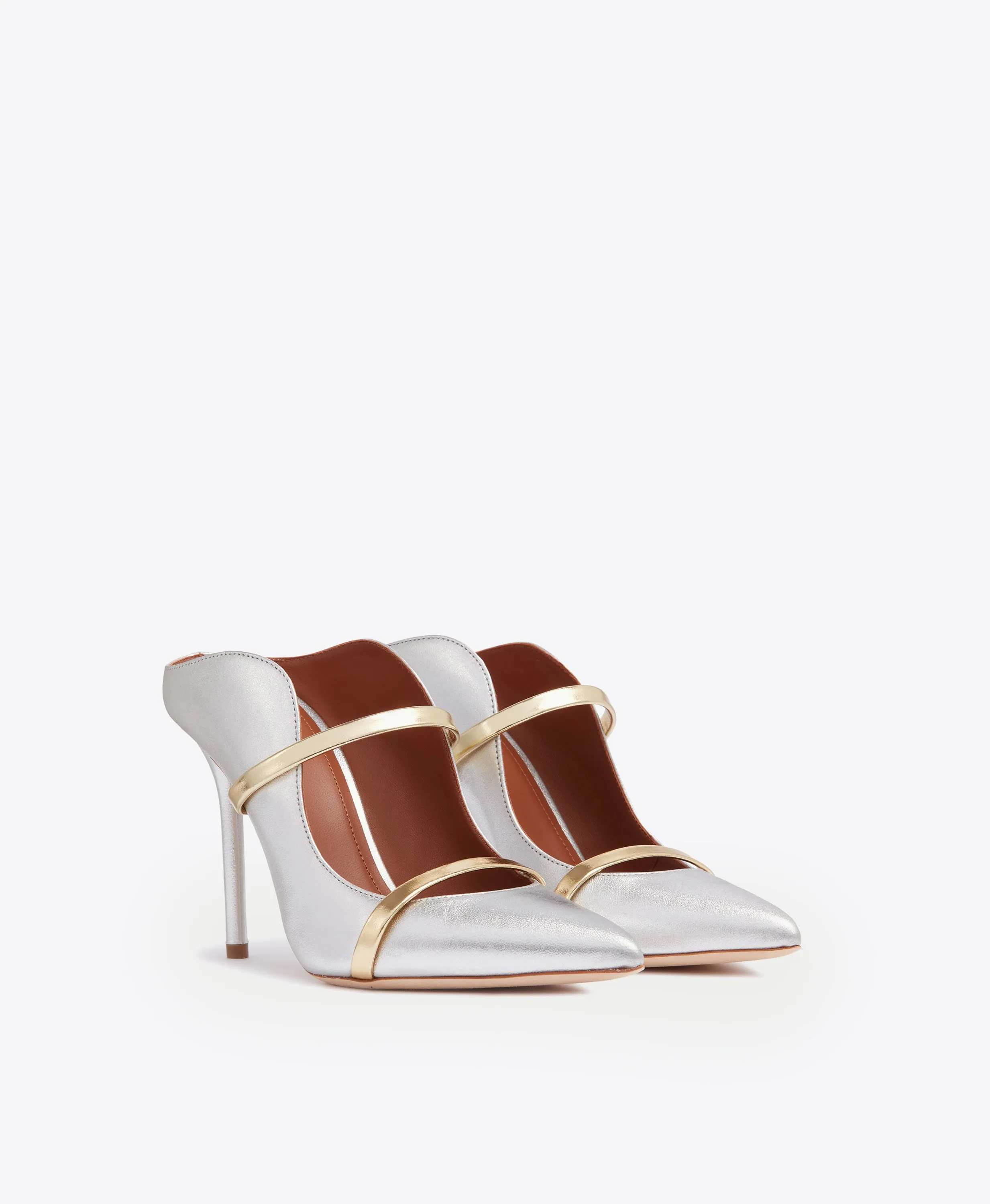 Maureen 100 Silver & Gold Leather Mules