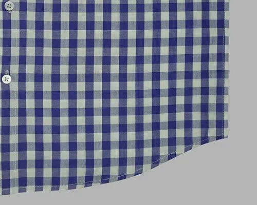 Men's 100% Cotton Gingham Checkered Half Sleeves Shirt (Blue)