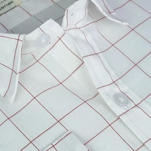 Men's 100% Cotton Graph Checkered Full Sleeves Shirt (White)