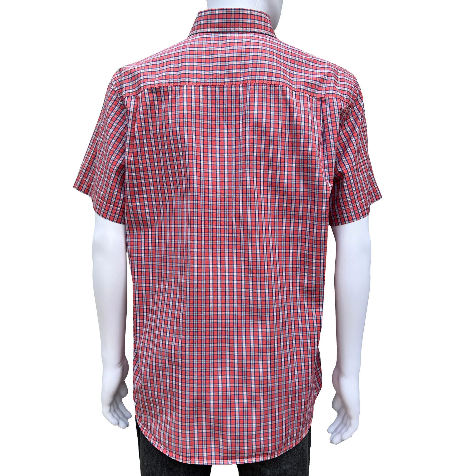 Men's Red Plaid Regular Fit Button Down Short Sleeve Shirt - XL - Hawker Rye