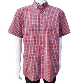 Men's Red Plaid Regular Fit Button Down Short Sleeve Shirt - XL - Hawker Rye