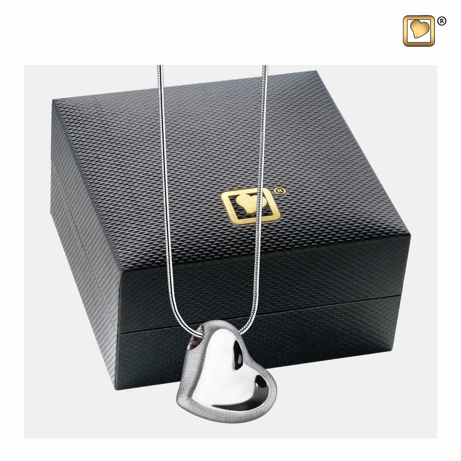 Pendant: Leaning Heart - Rhodium Plated Two Tone - PD1000