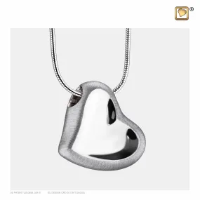 Pendant: Leaning Heart - Rhodium Plated Two Tone - PD1000