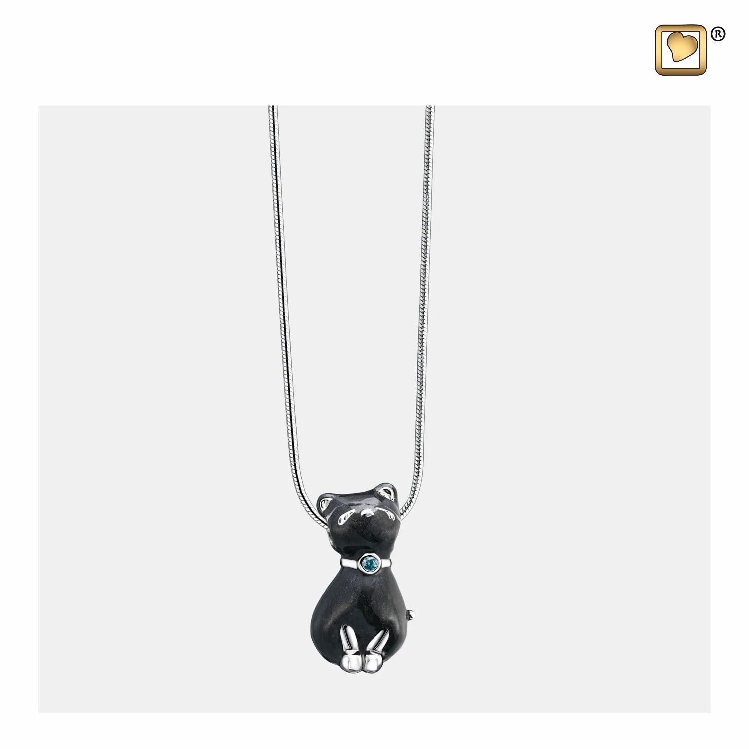 Pendant: Princess Cat Midnight - Enamel Rhodium Plated w/Sapphire Crystal - PD1261