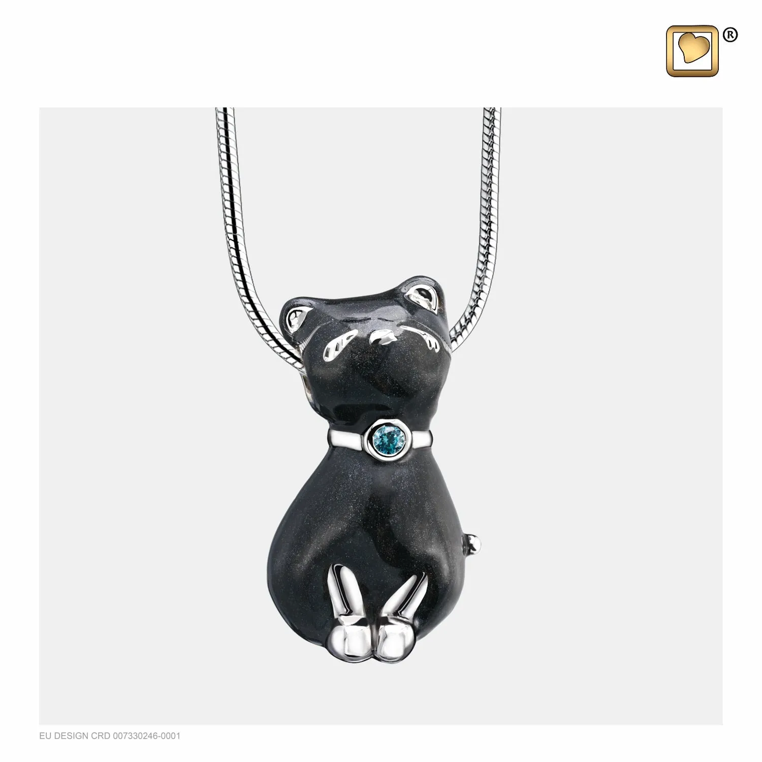 Pendant: Princess Cat Midnight - Enamel Rhodium Plated w/Sapphire Crystal - PD1261