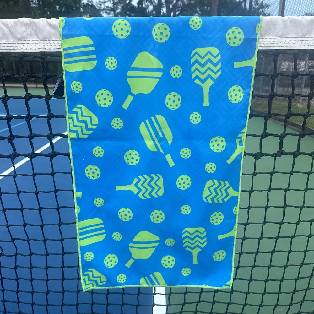 Pickleball Microfiber Towel - Blue/Green - Born to Rally