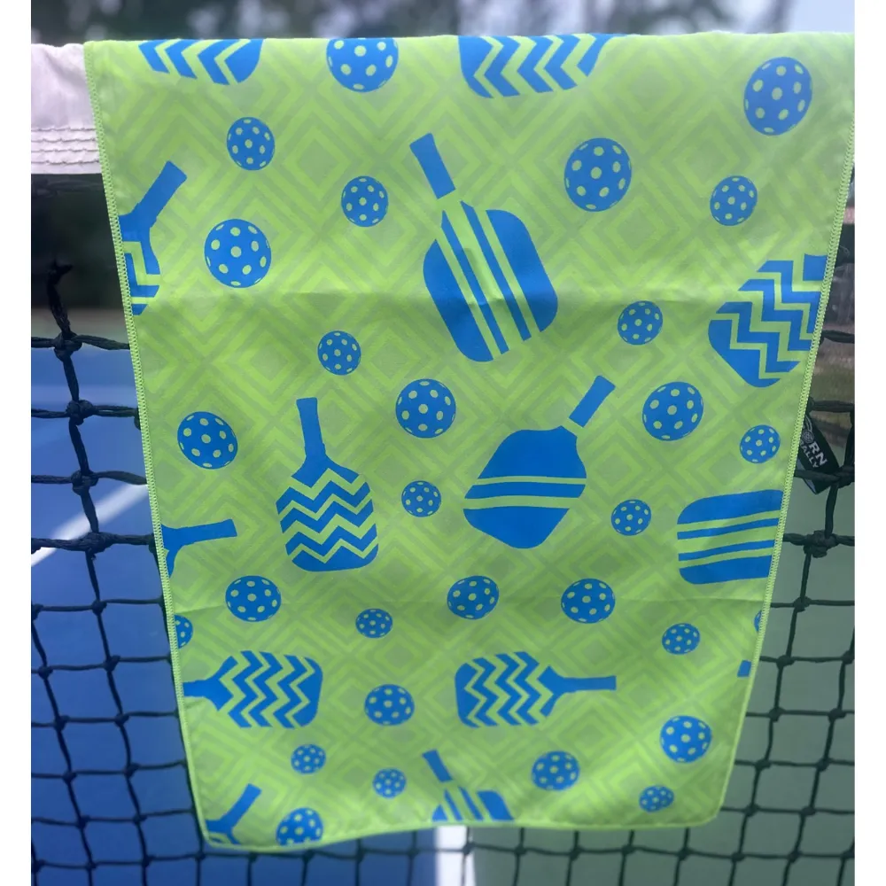 Pickleball Microfiber Towel - Blue/Green - Born to Rally