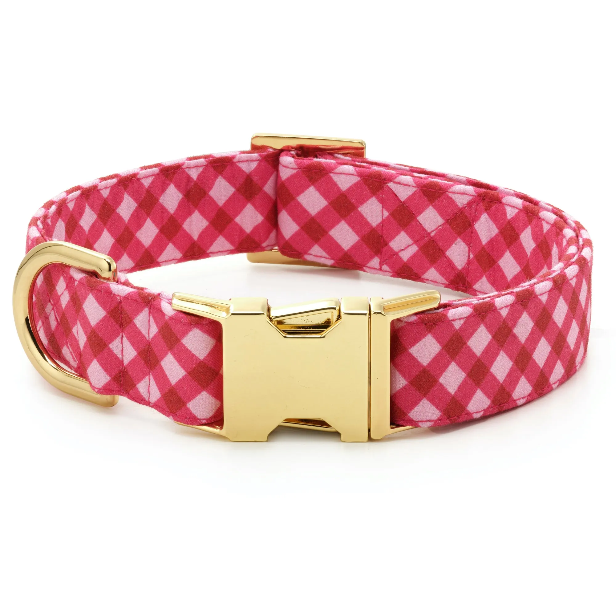 Raspberry Gingham Bow Tie Collar