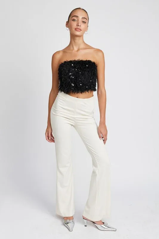 Sequin Feather Tube Top