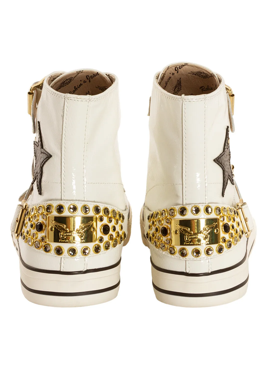 TEAM ROBIN HIGH TOP IN WHITE W/ CRYSTALS