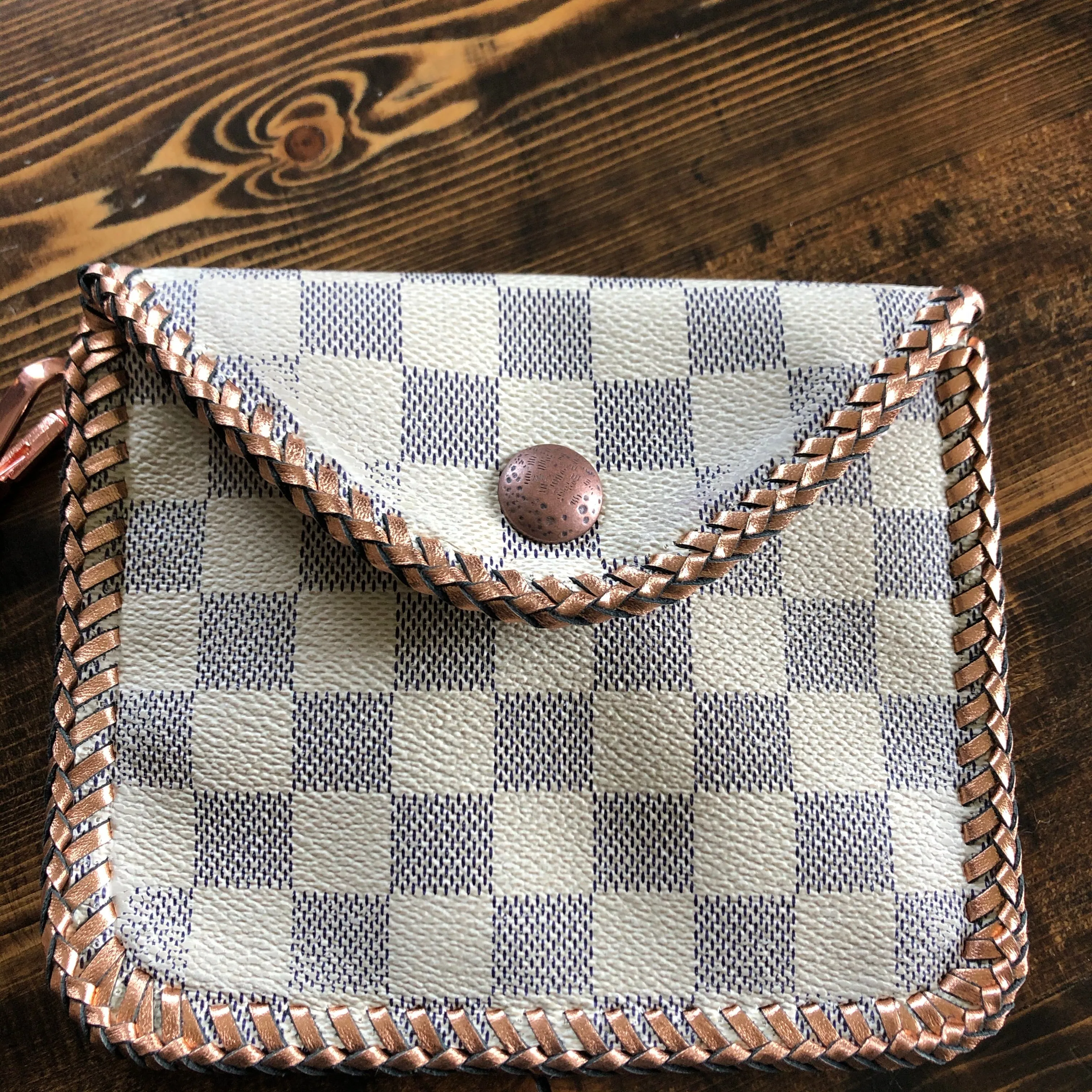 The Baby Falcon - Damier Azur with Rose Gold Card Holder/Wristlet