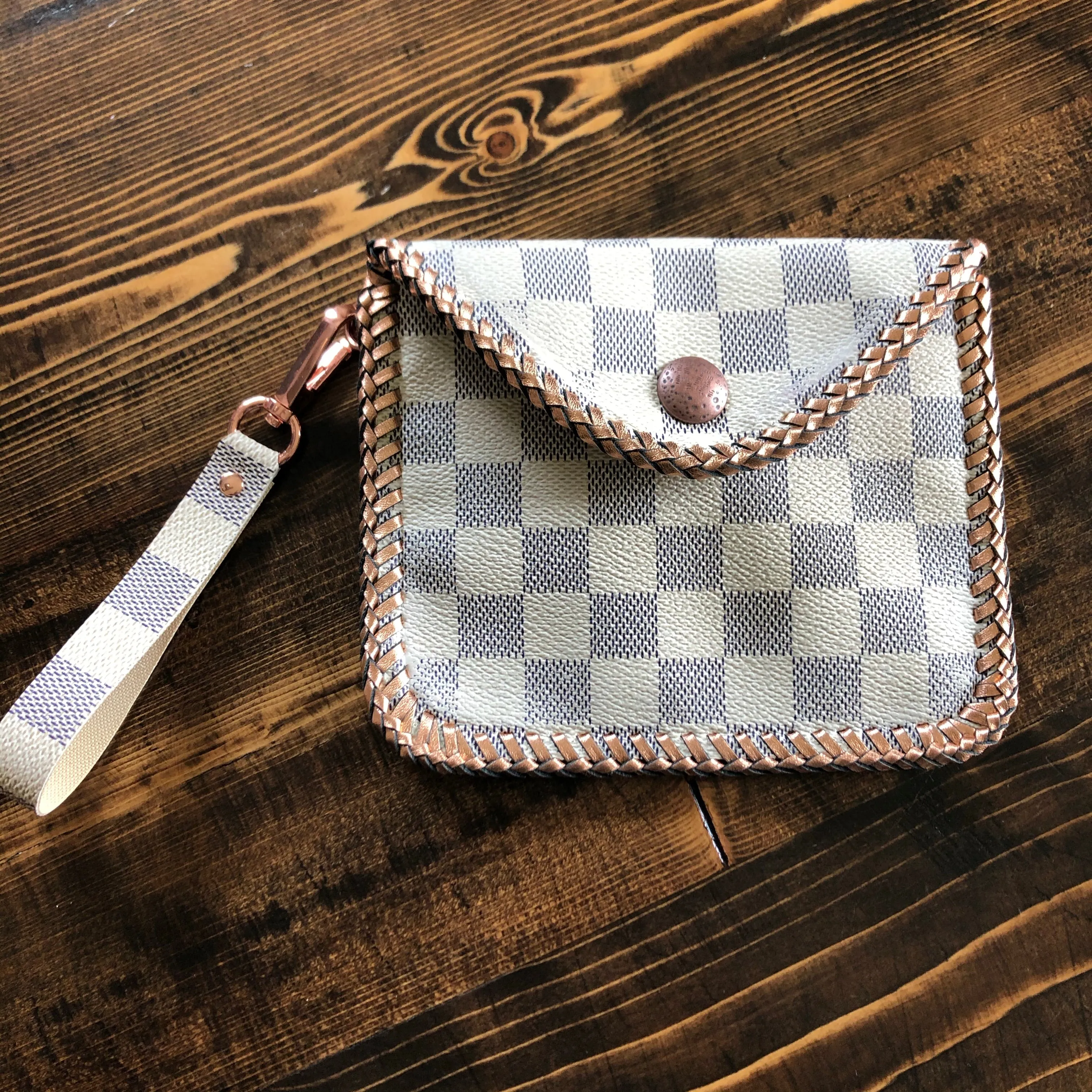 The Baby Falcon - Damier Azur with Rose Gold Card Holder/Wristlet