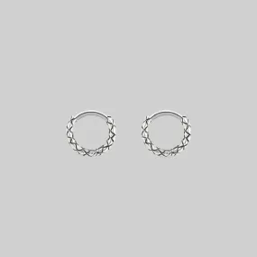 VEGA. Snake Skin Clicker Hoop Earrings - Silver