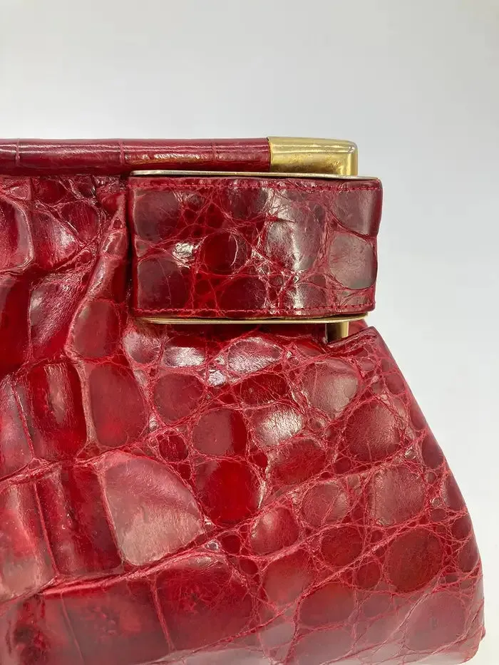 Vintage Red Alligator XL Clutch