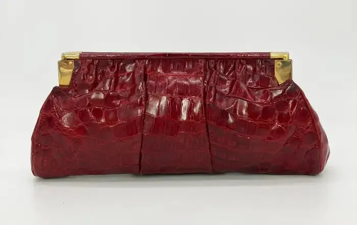 Vintage Red Alligator XL Clutch