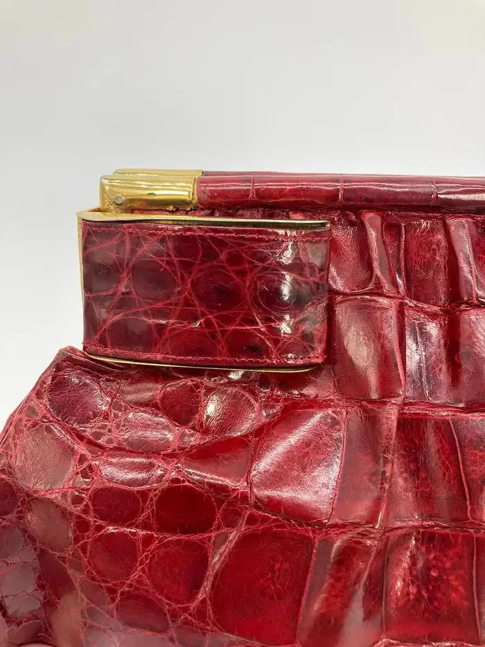 Vintage Red Alligator XL Clutch